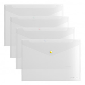 50172 Mapa-конверт на кнопке ErichKrause Fizzy Clear, A4, transparent (12 pcs in a bag)