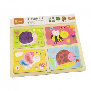 50189 Puzzle din lemn 4in1 &bdquo;Insecte&rdquo; VIGA