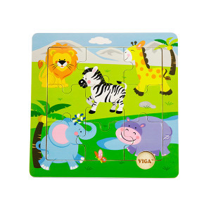 50838 Puzzle din lemn &ldquo;Safari&rdquo; 9 elem. VIGA