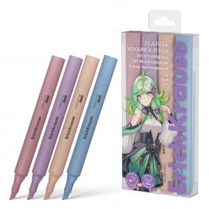 60816 Set marker text 4 cul. ErichKrause Visioline V-17 Mini Manga lilac, rose, beige, pale blue