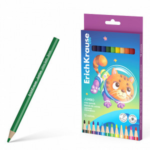 61780 Creioane color 12 cul. ErichKrause Kids Jumbo Space Animals