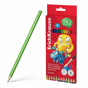 61795 Creioane color 12 cul. ErichKrause Jolly Friends , pensula 3mm