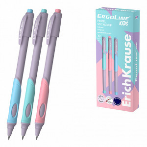 62037 PIX ErichKrause ErgoLine® Kids Stick&amp;Grip Pastel 0.5, Super Glide Technology, ink color: blue (box 10 pcs.)