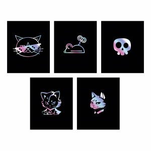 Caiet A5 48 foi patr TOTAL BLACK. Cat and mouse ТКФ489223