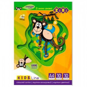 Carton Color, A4, 10 Sheets - 10 Colors, 230Gm2, Kids Line ZB.1950