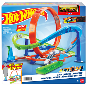 HTK16 Hot Wheels Set de joc &ldquo;Ciclon cu circuite&rdquo; cu mecanism de lansare
