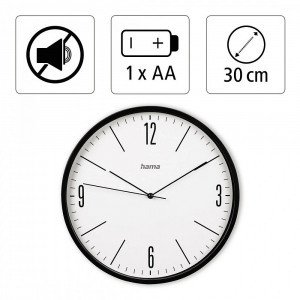 CEAS Hama 186445 Elegante Wall, Diameter 30 cm, Quiet, black