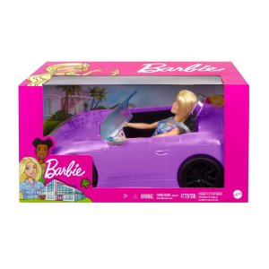 HBY29 Papusa Barbie si masina decapotabila mov