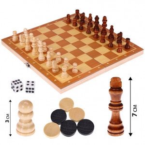 Joc 3in1 Sah Dame Table 34 cm lemn P00025 М