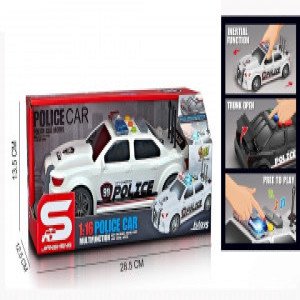 JS124B Masina POLITIE alba frictiune sunete si lumini