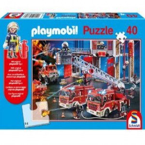 LIN3806 - Puzzle 40, PLAYMOBIL, POMPIERI
