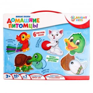 Puzzle - BRIGHT KIDS. Живые пазлы. ДОМАШНИЕ ПИТОМЦЫ (ИН-3411)