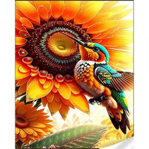 Pictura cu diamante GM86834 Колибри в подсолнечниках Strateg 30х40 см