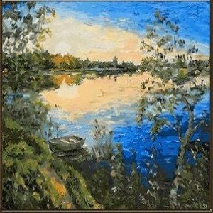 Pictura cu diamante HEG86895 Світанок біля води 30х40см