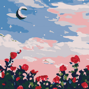 Pictura pe numere (HH5119) Luna in trandafiri 20х20 см p/u copii