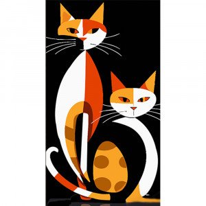 Pictura pe numere (WW230) Pisici geometrice in stilul suprarealismului50х25 см 