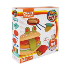 S01002015 Set pasta de modelat Super Burger 12 el. Crafy Dough (4x50gr.)