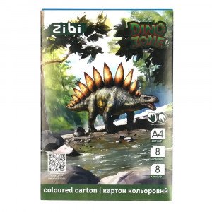 Set Carton Color Double-Sided (Pulp) Dino, A4, 8 Colors &ndash; 8 Sheets, 215 G/M?, Kids Line ZB.1959-16