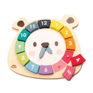 TL8408 Ceasul Ursul colorat, din lemn premium -  Bear Colour Clock - 12 piese