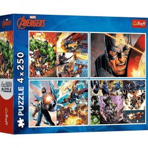 Trefl 13309 Puzzles - "4x250" - Heroic days / Disney Marvel The Avengers