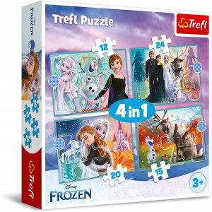 Trefl 34381 Puzzles - 4in1 (12, 15, 20, 24) - The amazing world of Frozen   Disney Frozen 2