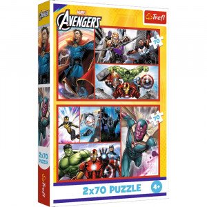 Trefl 34439 Puzzles - 2x70 - Become a hero / Disney Marvel The Avengers_FSC Mix 70%