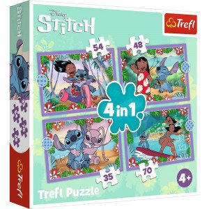 Trefl 34633 Puzzles - "4in1" - Lilo&Stitch's crazy day / Disney Lilo&Stitch