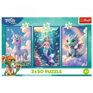 Trefl 34879 Puzzles - 3x50 - Together in a colourful world / KAZSTUDIO SA The Treflik Family_FSC Mix 70%