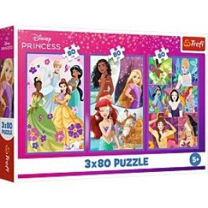 Trefl 34884 Puzzles - "3x80" - Princesses friends / Disney Princess_FSC Mix 70%