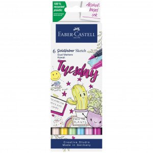 164811 Set de sketch marker Faber-Castell Gofa Kawaii, 6 buc.