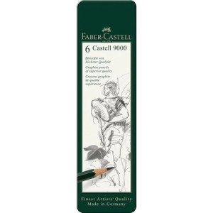 119063 Set de creioane grafit mat 9000 Faber-Castell, 6 buc.