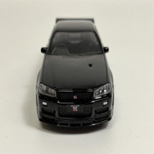 36115210 Macheta auto Nissan GT-R34 V-Spec II, 1:36, Black Mecanism pull-back, sincron