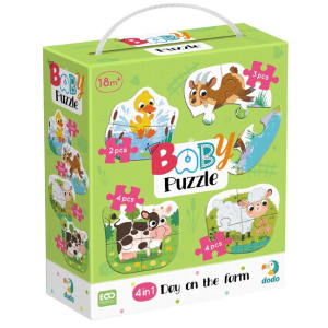 300687 Puzzle 4 in 1 Zi la ferma, 13 elem. Dodo