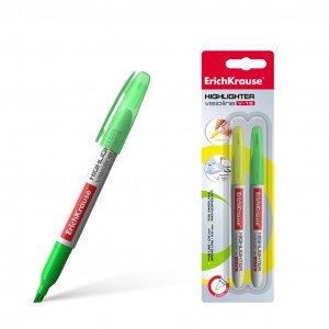 30972 Set markatoare text ErichKrause Visioline V-15. color: green, yellow (blister 2 pcs.)