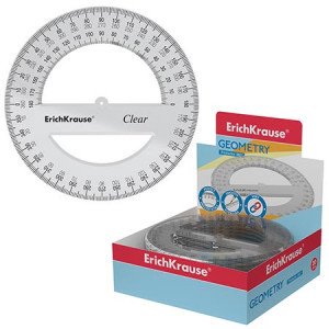 49555 Protractor ErichKrause Clear, 360° 12cm, transparent (20)