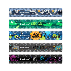 55981 Rigla plastic ErichKrause, 15cm, assorted, in display box (universal)