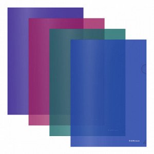 59119 Mapa-уголок ErichKrause Glossy Vivid, A4, 180 mcm, semitransparent assorted colors (12pcs)