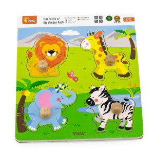 50840 Big Wooden Knob Puzzle - Wild Animals VIGA