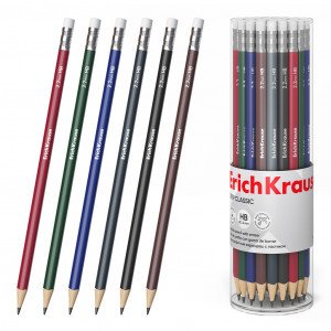 60719 Creion simplu cu radiera ErichKrause Deep Classic triangular, triangular, with eraser, HB (in tube 42 pcs.)