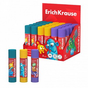 60909 Clei-creion ErichKrause EasyStick Jolly Friends, 6 g (display 30 pcs)