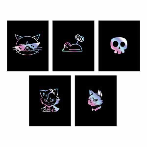 Caiet A5 48 foi patr TOTAL BLACK. Cat and mouse ТКФ489223