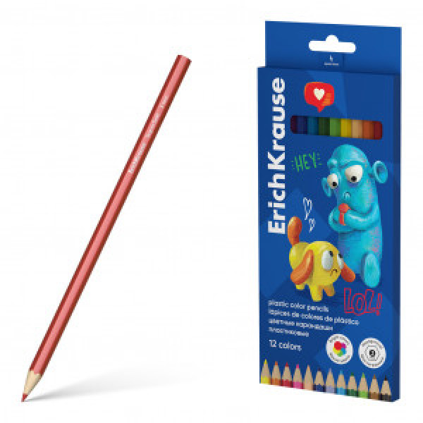 61798 Creioane color 12 cul. ErichKrause Jolly Friends (10)
