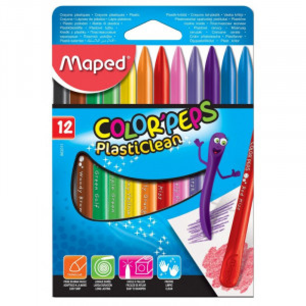Creioane din plastic MAPED PlastiClean 12 cul_862011    