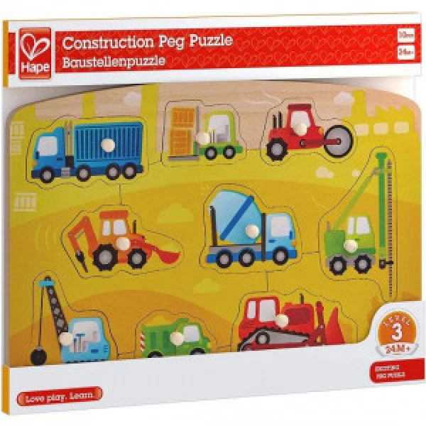 E1407 Puzzle de lemn Masini la constructie HAPE