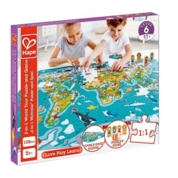 E1626 Puzzle si Joc – Turul Mondial (2 in 1) HAPE