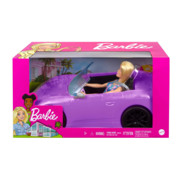 HBY29 Papusa Barbie si masina decapotabila mov