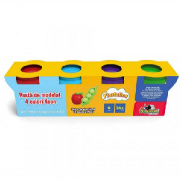INT5409 Plastelino - Pasta De Modelat 4 Culori Neon