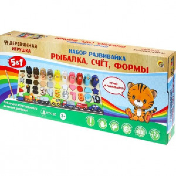 Jucarie educativa din lemn Рыбалка Счет Формы 5in1 52 piese