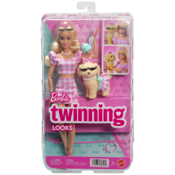 JFP36 Papusa Barbie Tinute Asortate, blonda cu catelus