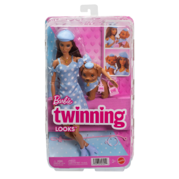 JFP38 Papusa Barbie Tinute Asortate, bruneta cu catelus